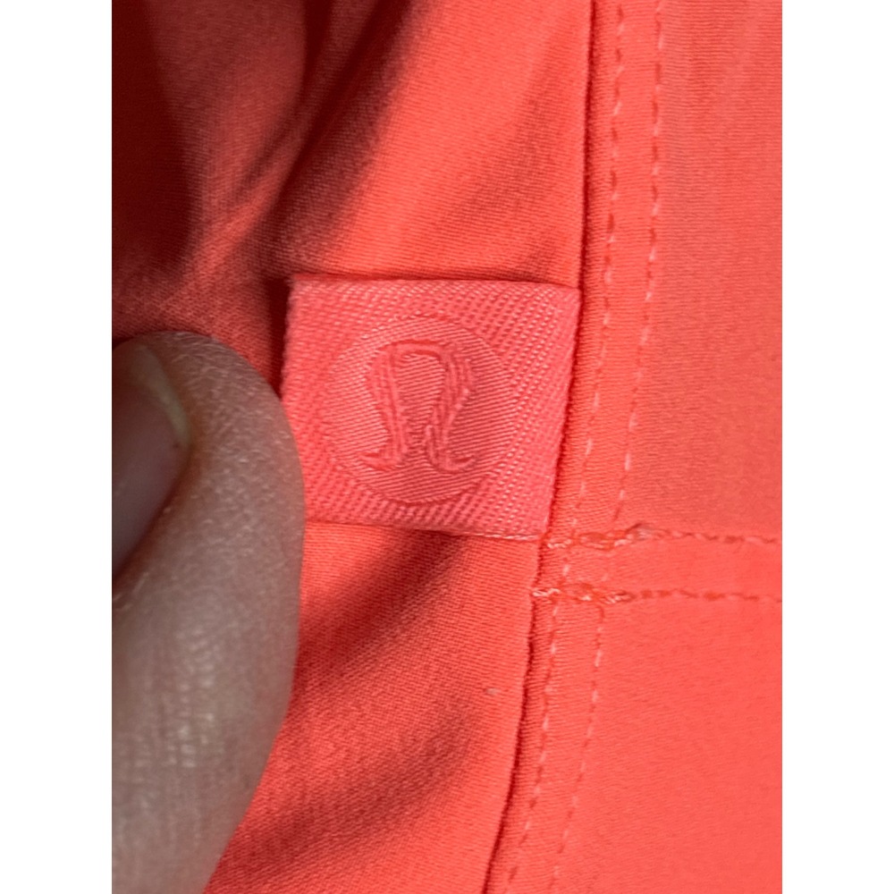 Lululemon Hooded Windbreaker Jacket Neon Coral Orange Full Zip Running Coat Sz 6 - Picture 2 of 6